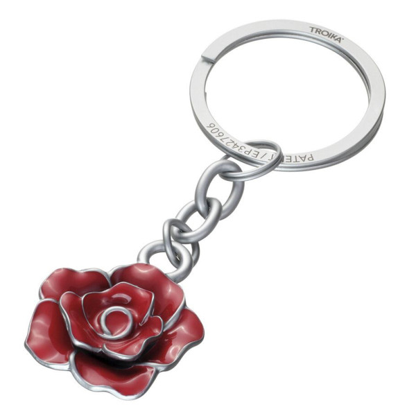Schlüsselanhänger ROSE Metallguss 3D Optik Blume rot KR25-11
