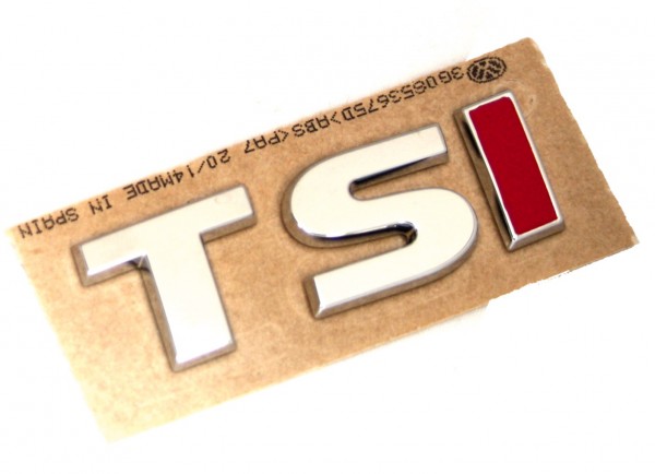 Original VW TSI Schriftzug, rote Buchstaben, aufklebbar, Chrom
