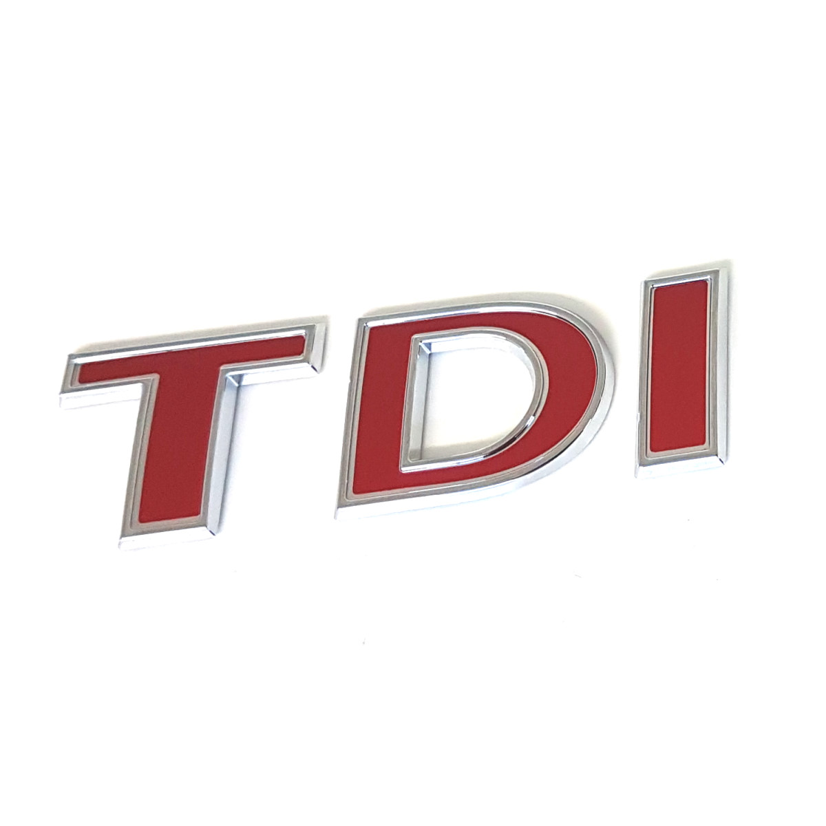 Original VW Schriftzug TDI Logo Aufkleber Emblem chrom/rot
