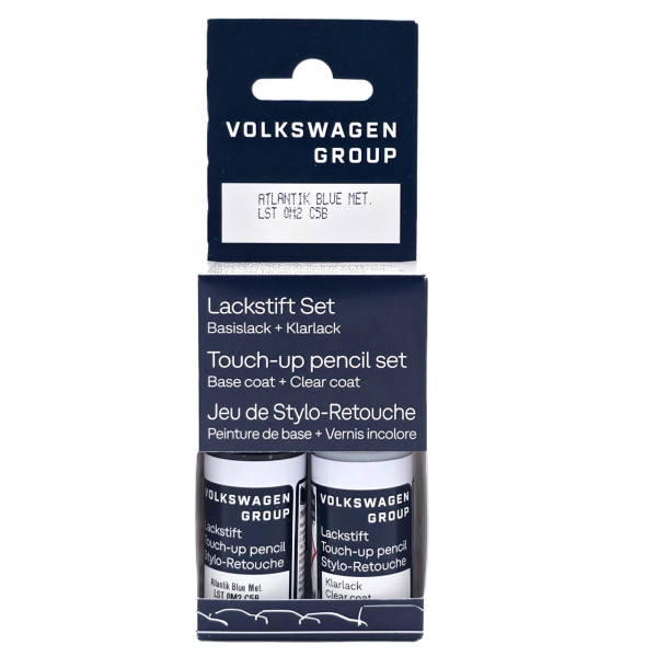 Original VW Lackstift-Set atlantik blue metallic Lackcode LC5B Basislack Klarlack LST0M2C5B