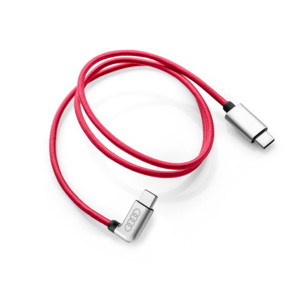 Original Audi Ladekabel USB-C auf USB-C Verbindungskabel Kabel gewinkelt rot 8S0051435L