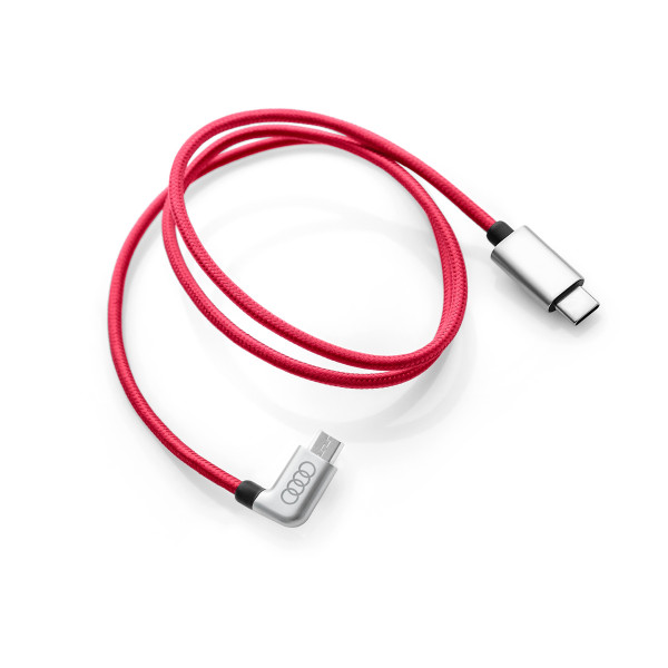 Original Audi Ladekabel USB-C auf Micro-USB Kabel gewinkelt rot 8S0051435J