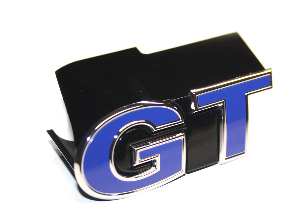 GT Schriftzug Original VW Polo 6R GT Emblem Tuning Zeichen Chrom /  Ultramarinblau