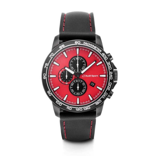 Original Audi Sport Uhr Chronograph Armbanduhr Herren rot/schwarz