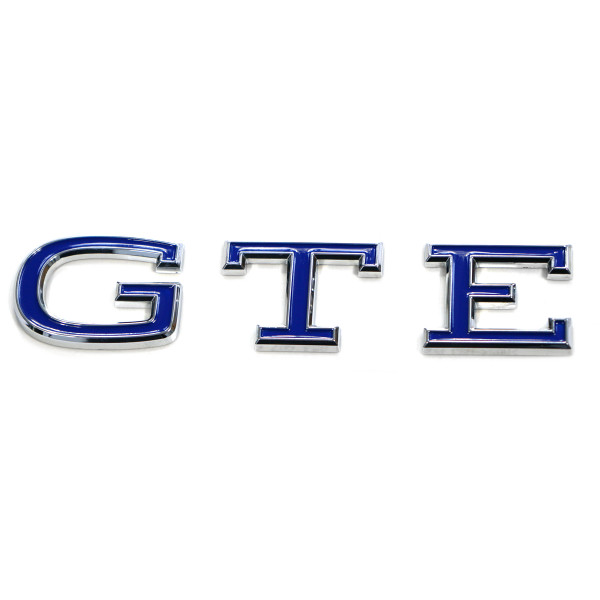 Original VW GTE Schriftzug Aufkleber Heckklappe Emblem Design Tuning Logo chrom blau