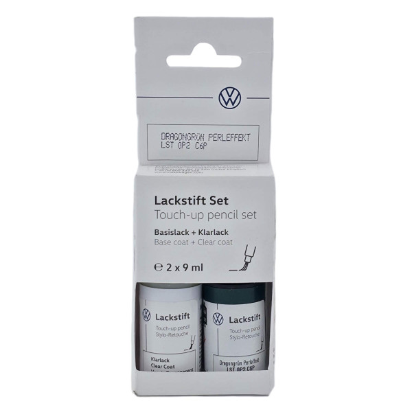 Original VW Lackstift-Set dragongreen perleffekt Lackcode LC6P Basislack Klarlack LST0P2C6P