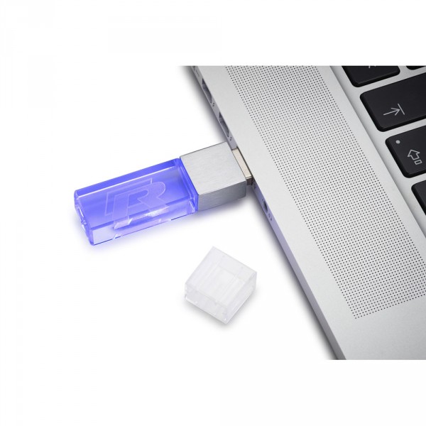 Original VW R Glas USB-Stick 8GB Stick blau illuminiert