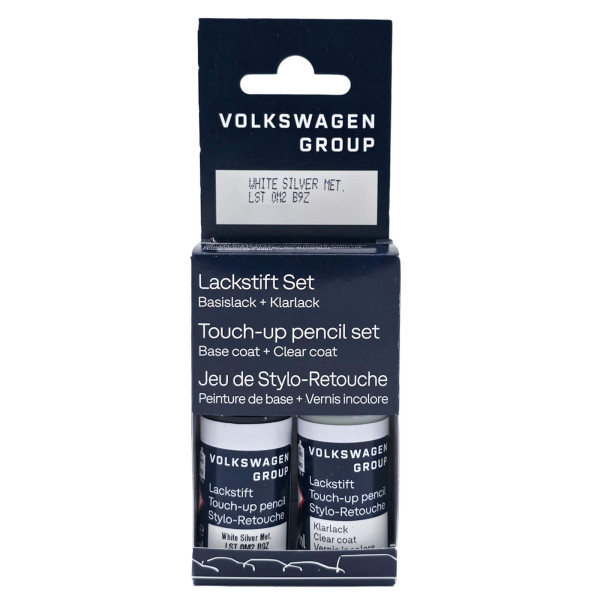 Original VW Lackstift-Set white silver metallic Lackcode LB9Z Basislack Klarlack LST0M2B9Z