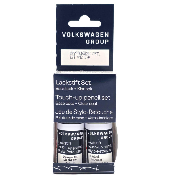 Original VW Lackstift-Set kryptongrau metallic Lackcode LD7P Basislack Klarlack LST0M2D7P