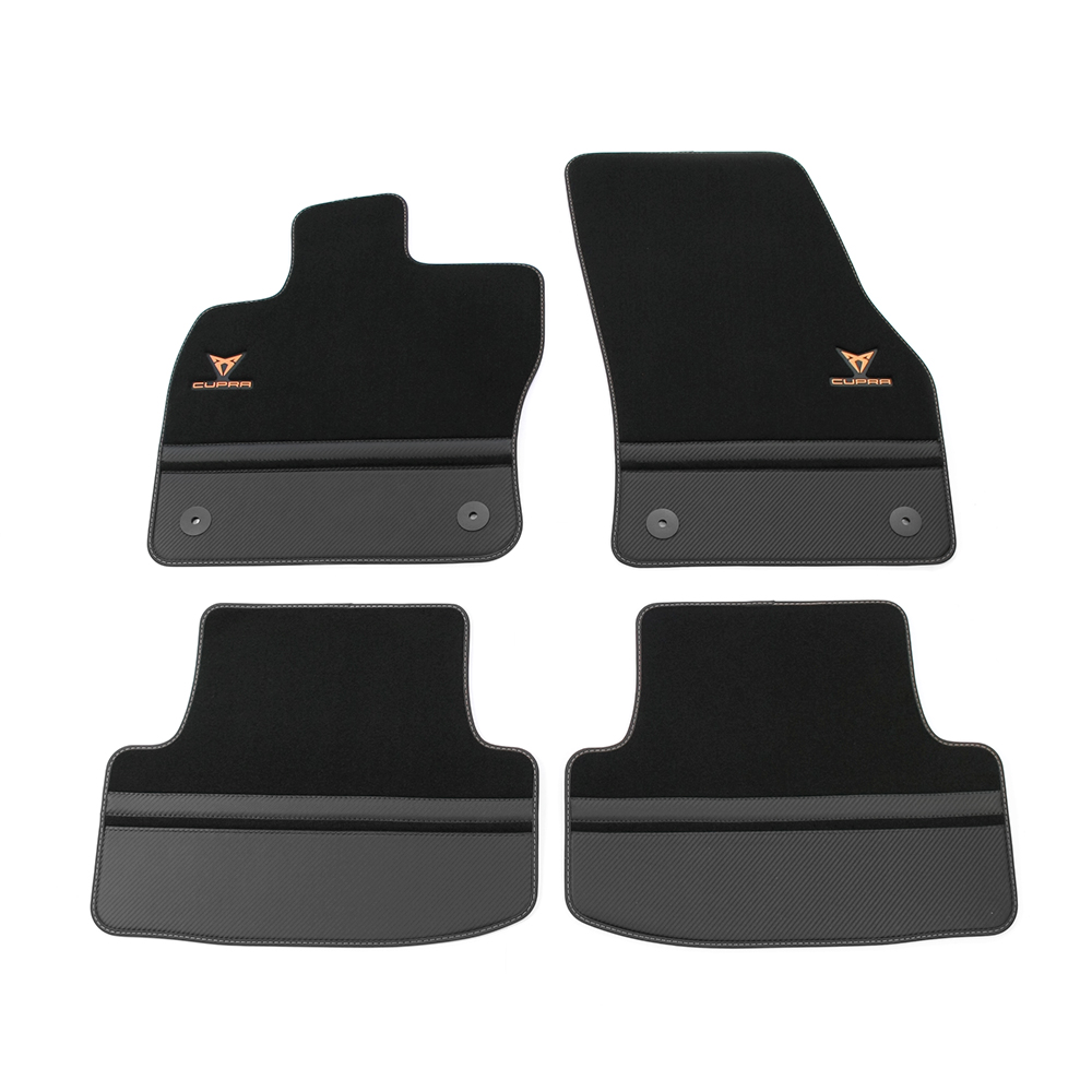Original Seat Ateca CUPRA Textilfußmatten Premium Velours Fußmatten schwarz  Kupfer 576863011ELOE