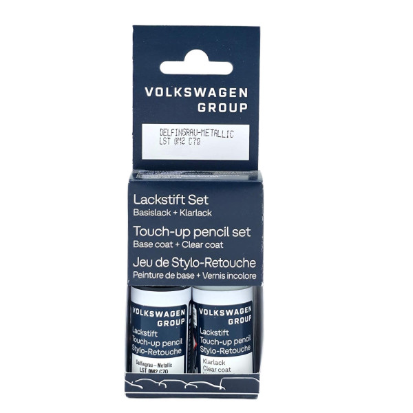 Original VW Lackstift-Set delfingrau metallic Lackcode LC7Q Basislack Klarlack LST0M2C7Q