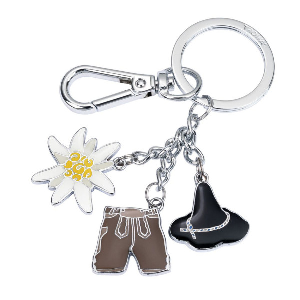 Schlüsselanhänger LEDERHOSE OKTOBERFEST Karabiner Lederhose Edelweiß Hut Keyring KR24-72