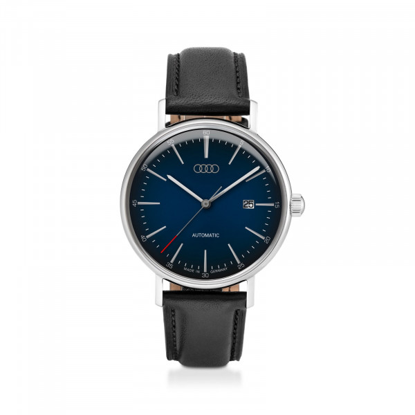 Original Audi Automatikuhr Uhr Limited Edition Armbanduhr Ringe Logo blau/schwarz 3102100200