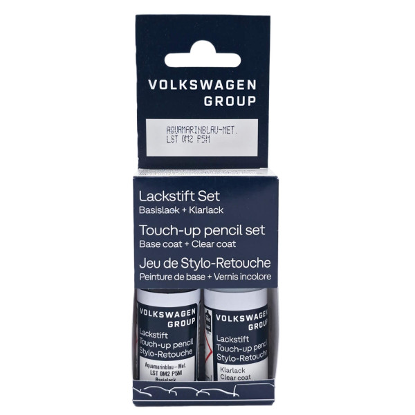Original VW Lackstift-Set aquamarinblau metallic Lackcode LP5M Basislack Klarlack LST0M2P5M