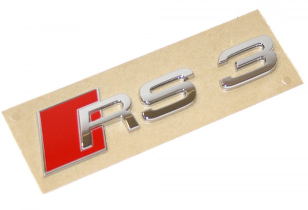 Schriftzug RS3 Original Audi A3 8P 8V Emblem Chrom / Rot Heck Zeichen