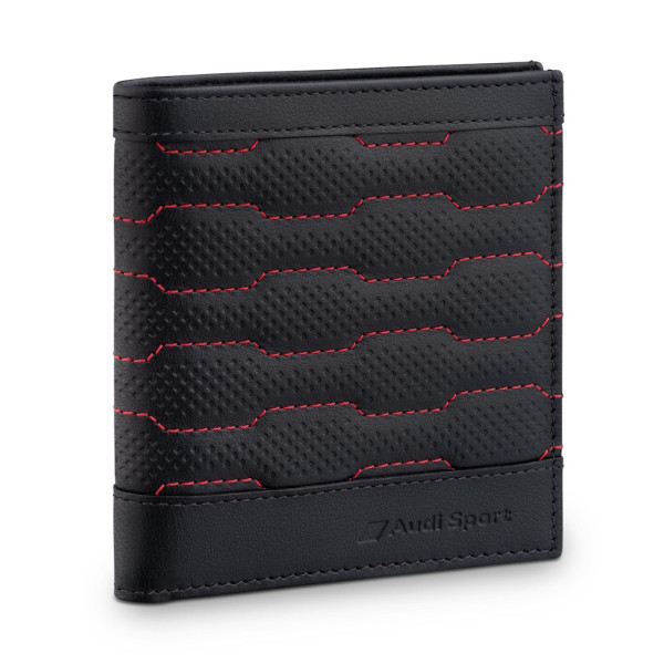 Original Audi Sport Minibörse Leder schwarz/rot Geldbörse Brieftasche RFID-Schutz 3152601000