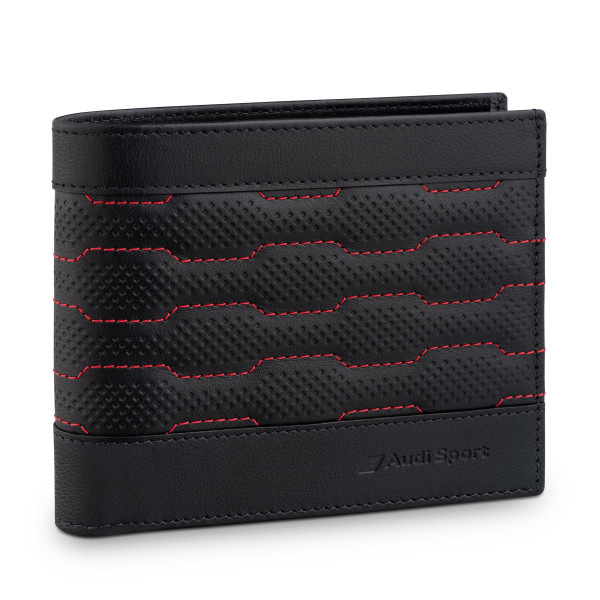 Original Audi Sport Geldbörse Brieftasche Leder RFID-Schutz schwarz/rot 3152600900