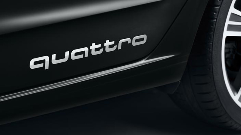 Audi quattro Schriftzug Weiß Dekorfolie Aufkleber 2x