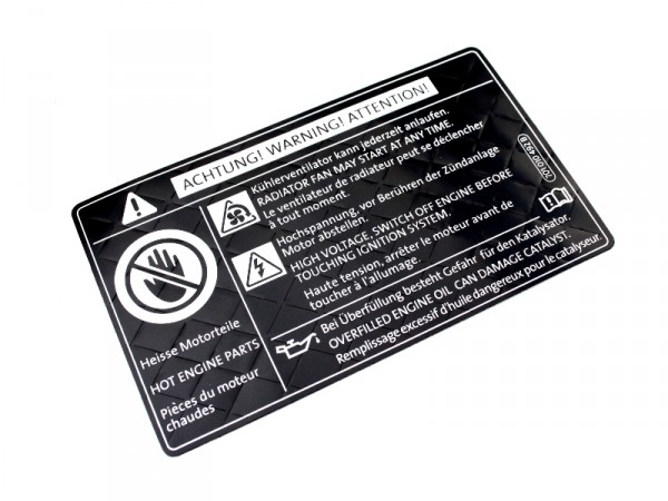 Kennschild Warnschild Motorraum