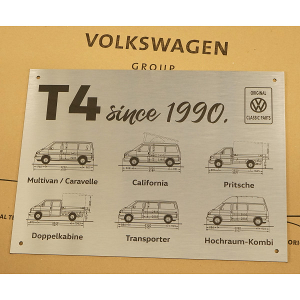 Original VW Aluschild T4 since 1990 Accessoires Lifestyle Jubiläum Schild 30 x 40 cm