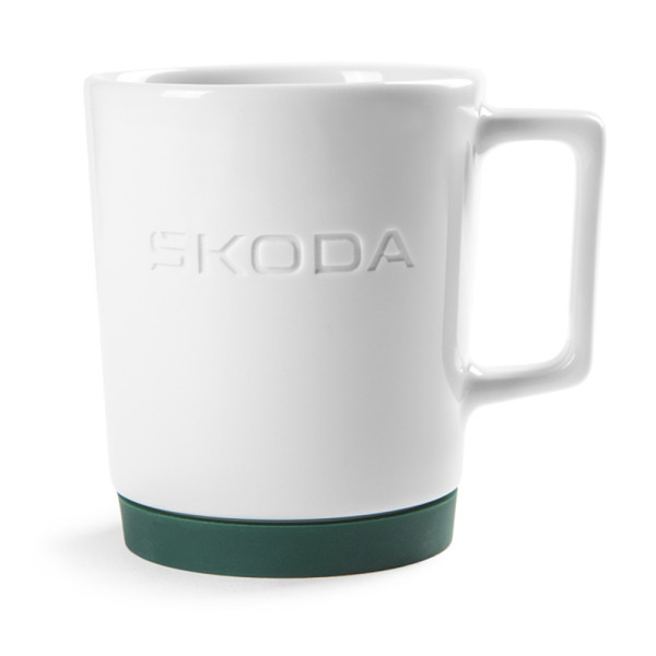 Original Skoda Porzellanbecher Kaffeetasse Tasse Silikonuntersetzer 6U0069601