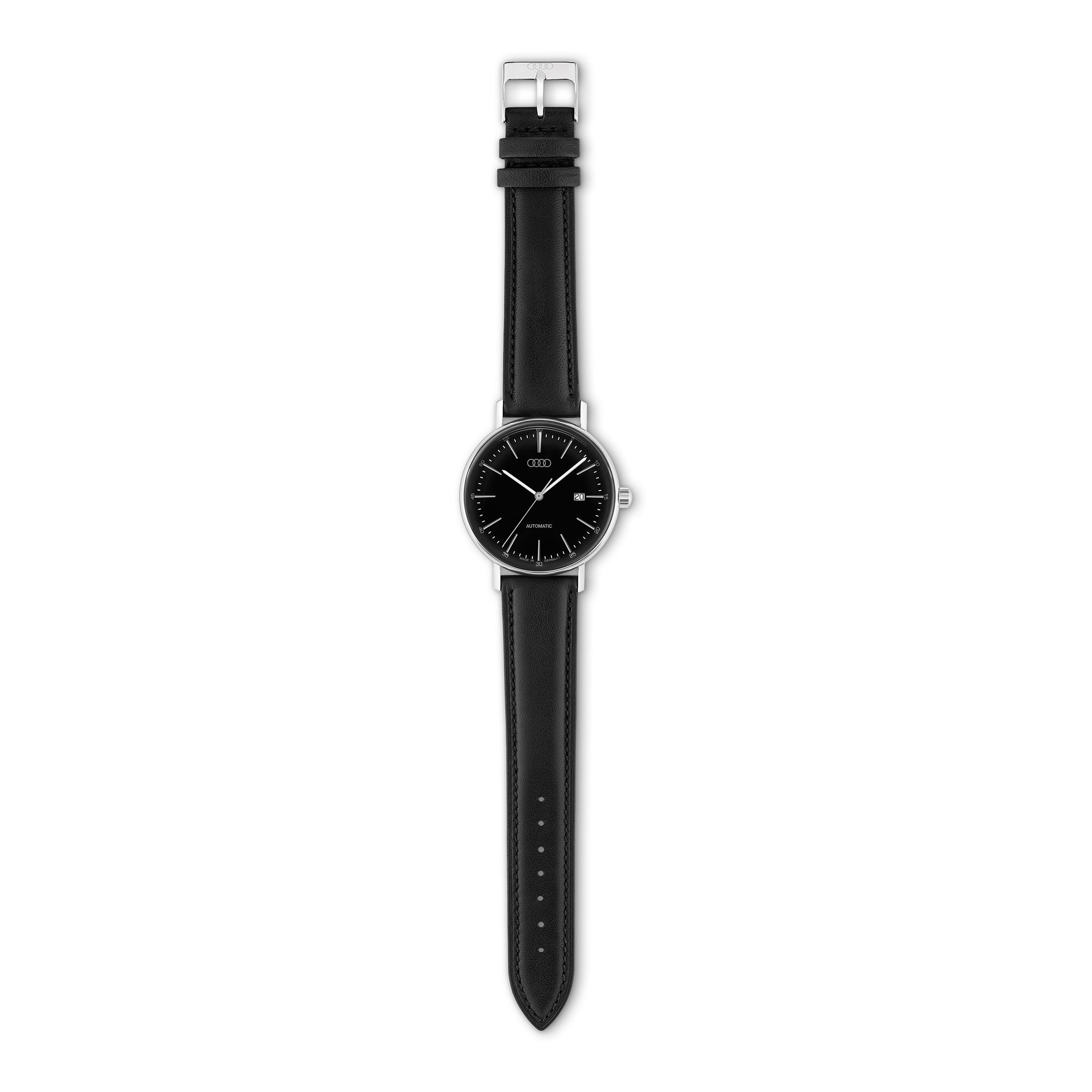 Original Audi Automatikuhr Uhr Limited Edition Armbanduhr Ringe Logo  silber/schwarz 3102300100