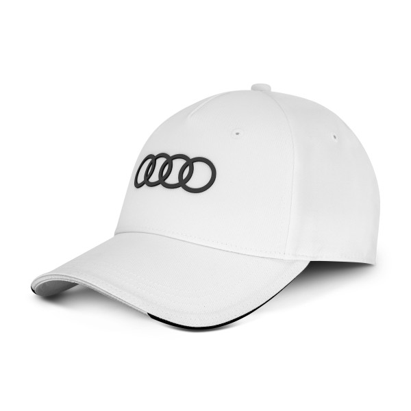 Original Audi Cap Basecap Baseballkappe Ringe Logo Baseballcap Mütze weiß 3132402610