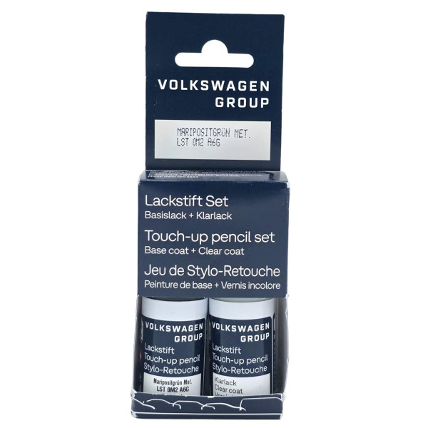 Original VW Lackstift-Set maripositgrün metallic Lackcode LA6G Basislack Klarlack LST0M2A6G