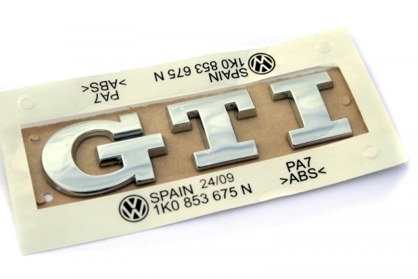 Original VW GTI Schriftzug hinten Heckklappe Aufkleber Plakette Emblem chrom