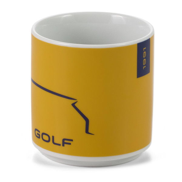 Original VW Kaffeetasse Golf Kollektion Tasse Becher 250ml Porzellan kurkuma/dunkelblau 5HG069601B