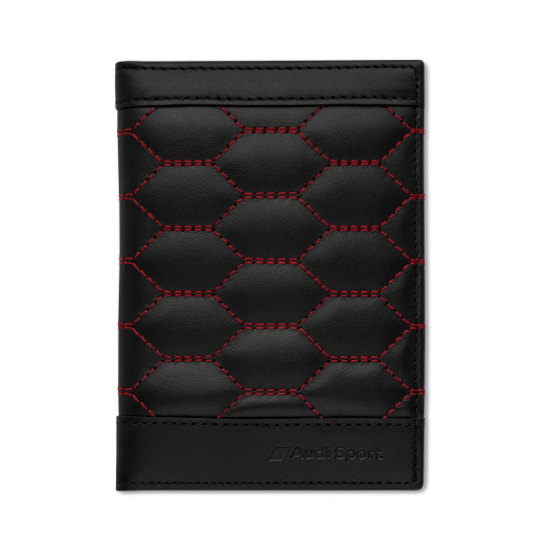 Original Audi Fahrzeugscheinhülle Leder Cover Fahrzeugpapiere RFID Etui schwarz/rot 3152201500