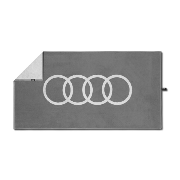 Original Audi Handtuch Badetuch Ringe Logo 80x150cm Badehandtuch Strandtuch grau 3132501400