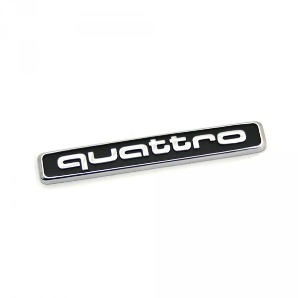 Original Audi Quattro Schriftzug hinten Exterieur Emblem Logo Heckklappe schwarz chrom