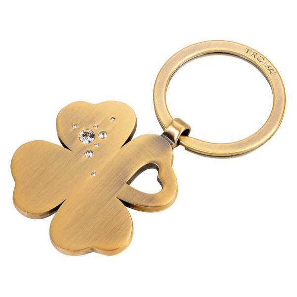 Schlüsselanhänger GIRLS BEST FRIENDS "Clover Bronze" Kleeblatt SWAROVSKI® Keyring KR9-30AB