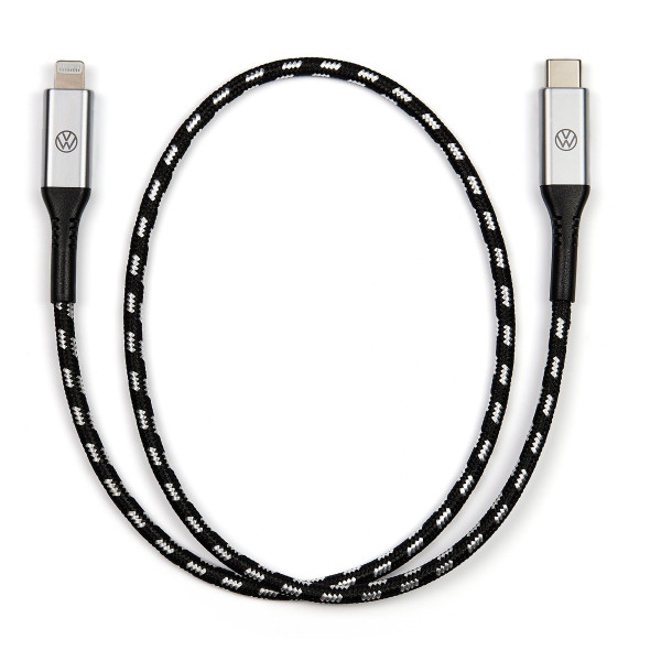 Original VW Anschlusskabel USB-C auf Apple Lightning Premium Ladekabel beleuchtet 50cm 000051446CA