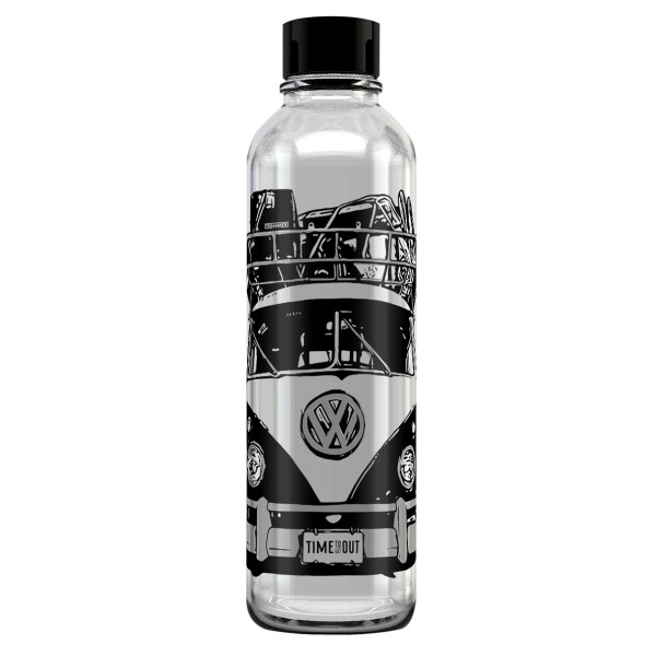 Original VW Trinkflasche T1 Bulli Motiv Trinkwasserflasche Glas Heritage Flasche 7E9069601A