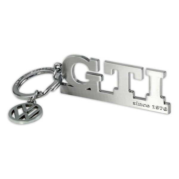 VW GTI Schlüsselanhänger Logo Schlüsselring Metall Schriftzug Anhänger Keyring silber GTIKH03