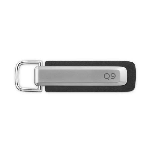 Original Audi Schlüsselanhänger Q9 silber/schwarz Schlüsselring Gravur 3182600200