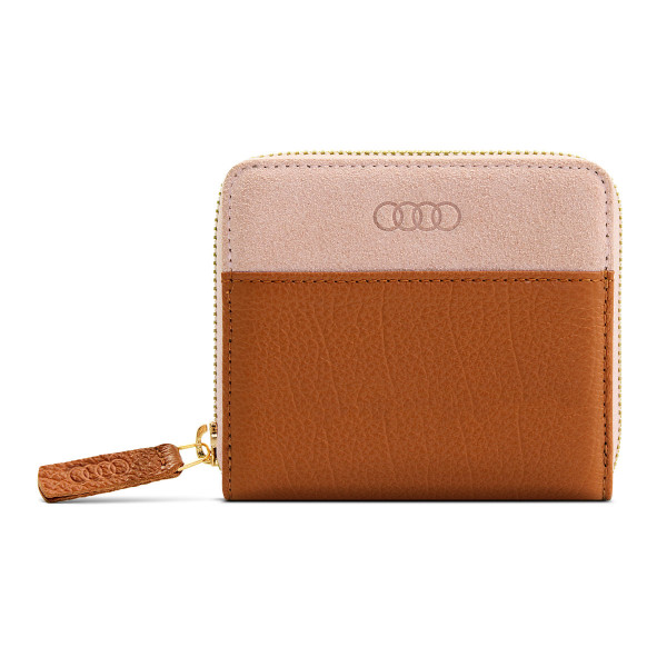 Original Audi Geldbörse Leder Damen Brieftasche RFID-Schutz Portemonnaie braun/rosé 3152101300