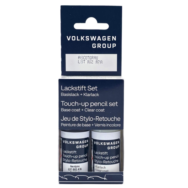 Original VW Lackstift-Set ascotgrau Lackcode LA7A Basislack Klarlack LST0U2A7A