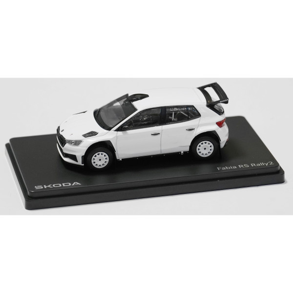 Original Skoda Fabia RS Rally2 Modellauto Gravel Wheels 1:43 weiß Miniatur 6U0099300AC