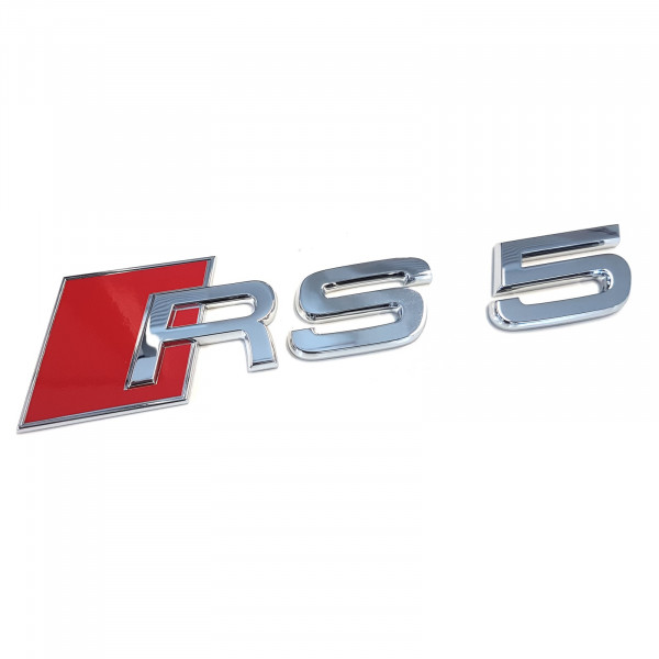 Original Audi S5 Schriftzug Logo Emblem Clip für Kühlergrill schwarz rot chrom 