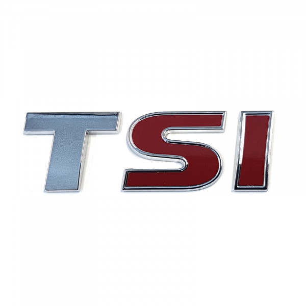 Original VW Schriftzug TSI (rotes SI) Emblem Logo Aufkleber chrom glänzend