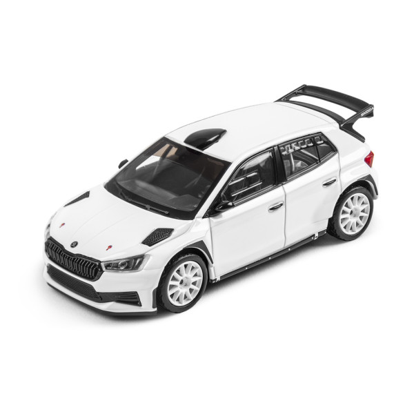 Original Skoda Fabia RS Rally2 Modellauto Asphalt Wheels 1:43 weiß Miniatur 6U0099300AB