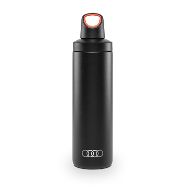 Original Audi Sport Wasserflasche Trinkflasche Isolierflasche Ringe Logo 600ml schwarz 3292400600