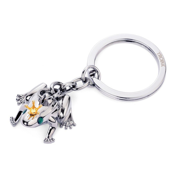 Schlüsselanhänger FROSCHKÖNIG Frosch mit Krone Anhänger Metallguss Keyring KR24-04