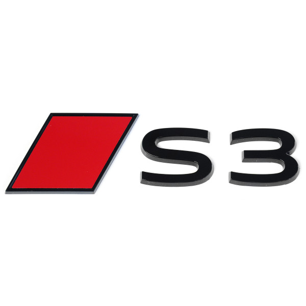 Original Audi S3 Schriftzug Aufkleber Sport Raute Black Edition Emblem schwarz/rot 8Y0853740B5FQ