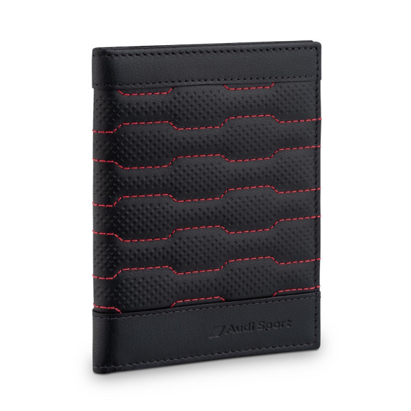 Original Audi Fahrzeugscheinhülle Leder Cover Fahrzeugpapiere RFID Etui schwarz/rot 3152601100