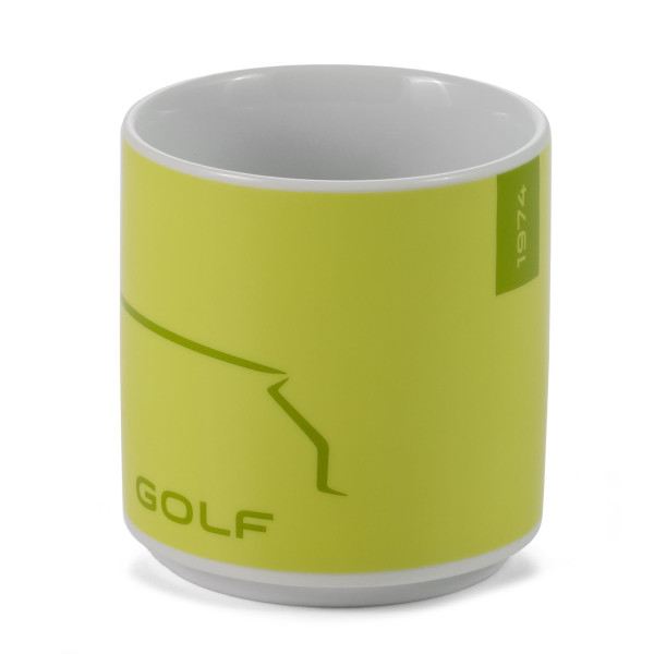 Original VW Kaffeetasse Golf Kollektion Tasse Becher 250ml Porzellan gelb/grün 5HG069601