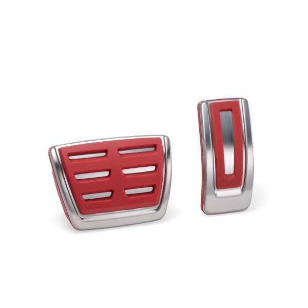 Original VW Pedalkappen GTI Design Edelstahl DSG Pedal-Set Gaspedal Bremspedal silber/rot 5H1064205